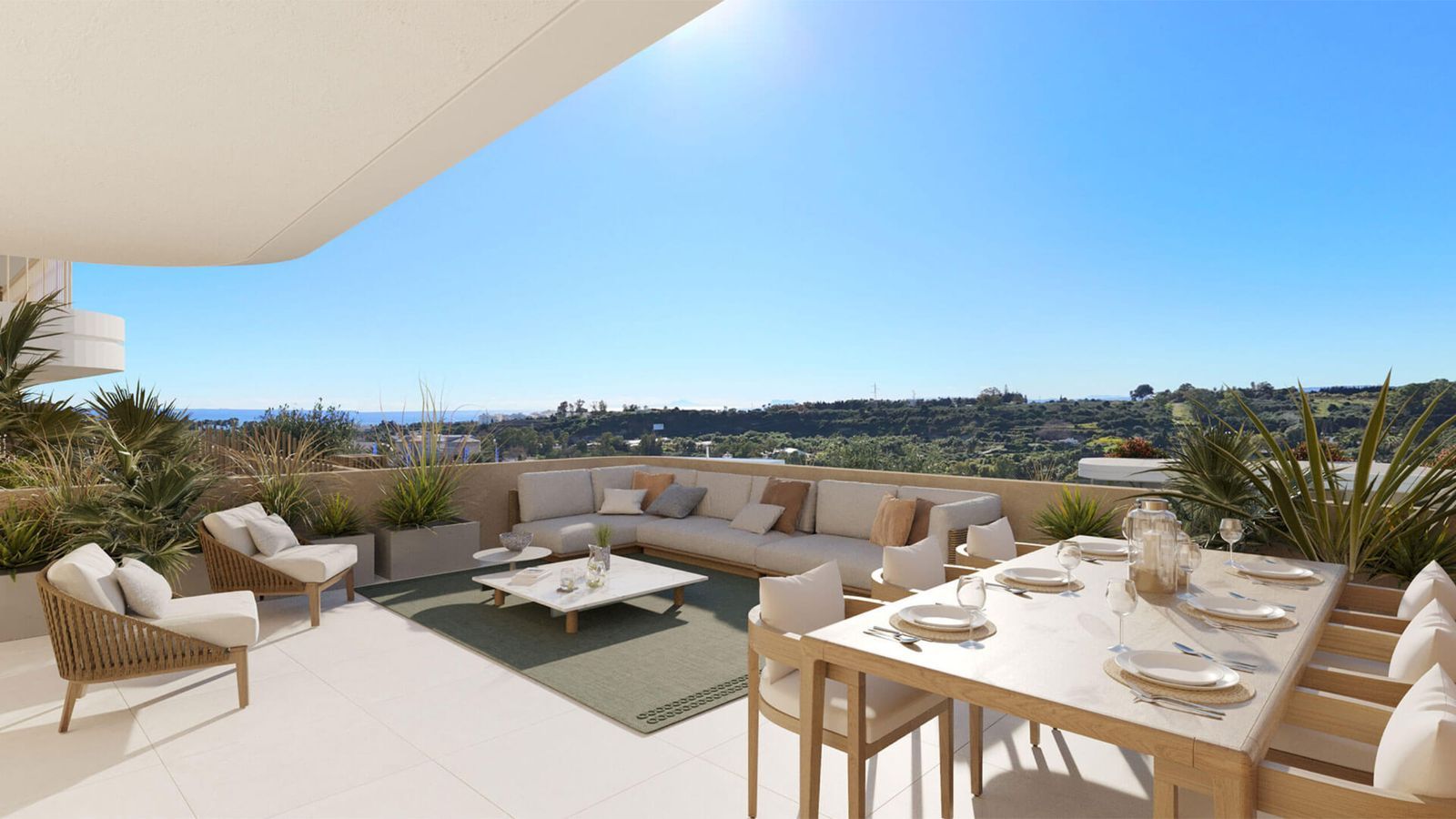 Luxe terras met buitendiner en prachtig uitzicht